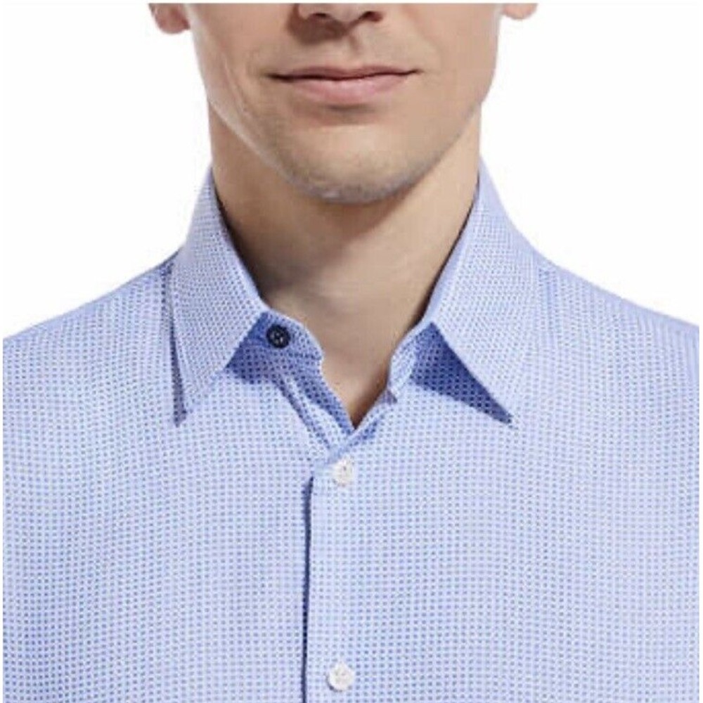 DUCHAMP LONDON Men's Blue Tiny Diamond Pattern Button Down Shirt 16.5/L 42 NWT - Picture 3 of 14